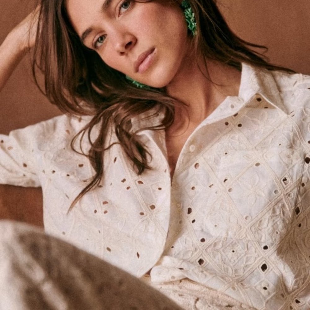 Sezane Max Shirt Ecru Eyelet